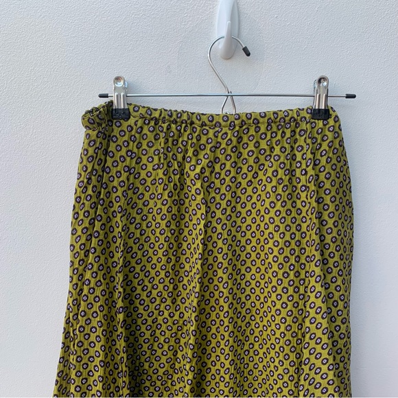 Anokhi for East Women's Size 14 Silk Maxi Skirt Green Pattern Eastern Crinkle - Picture 7 of 10